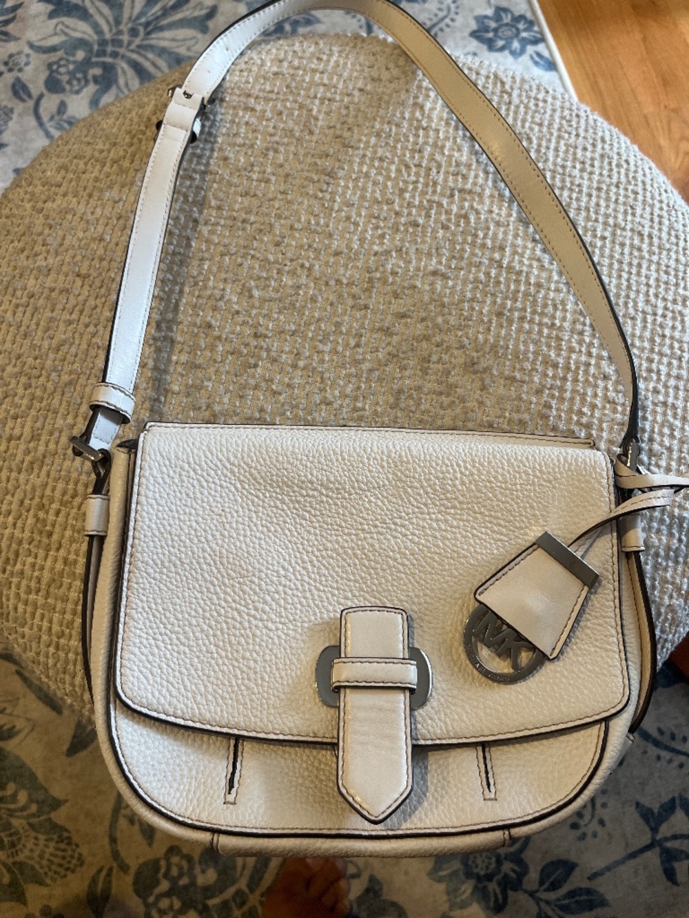 Michael Kors White Pebbled Leather Crossbody Bag